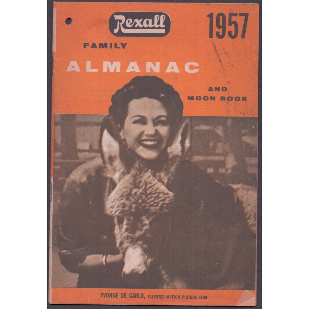 Vintage 1957 Rexall Family Almanac Moon Book Yvonne De Carlo Drugstore